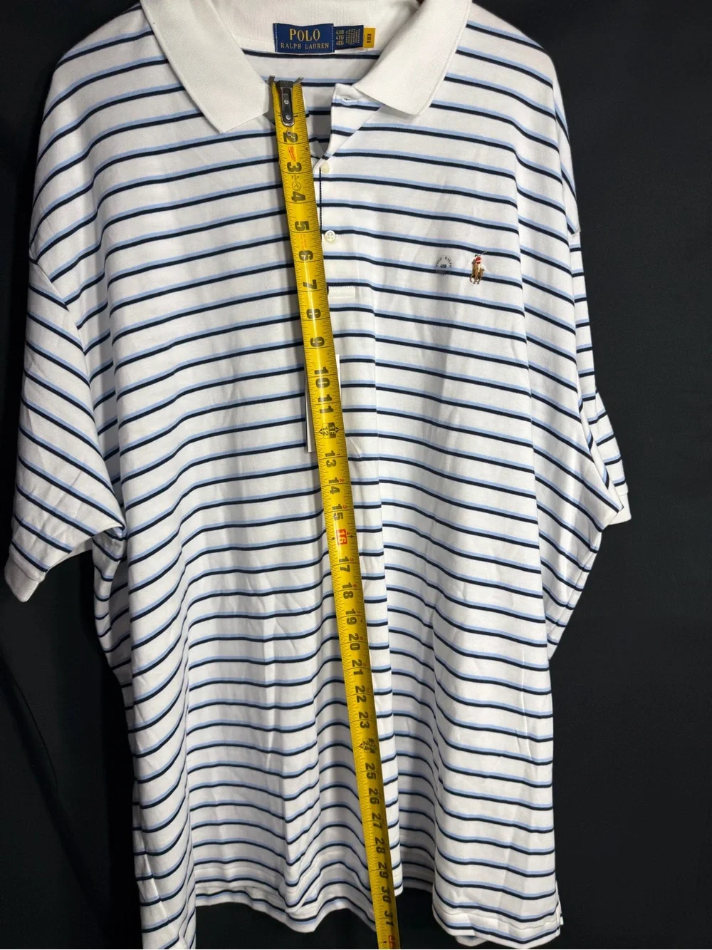 Ralph Lauren Men’s White Polo with Navy Horizontal Stripes size 4XB new w tags